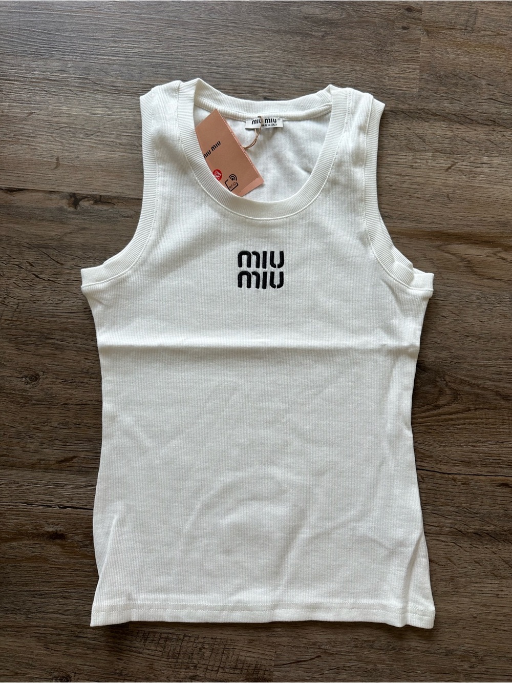 Miu Miu White Tank Top with Black Logo